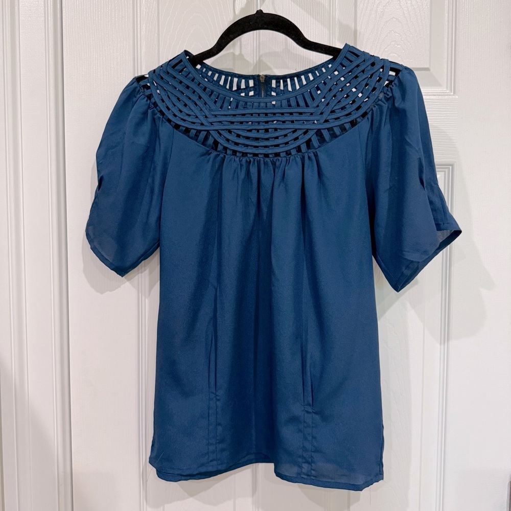 Forever 21 Blue Cutout Blouse